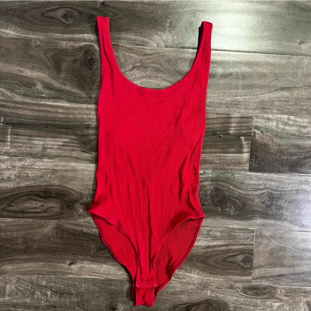 Urban outfitters red rubbed body suit size medium